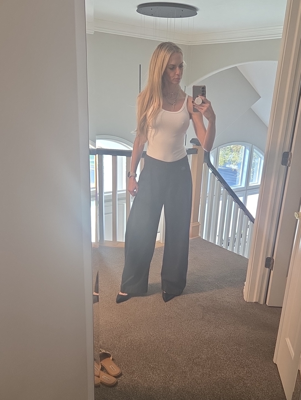 Zara Black/Gret Wide-Leg Trousers
